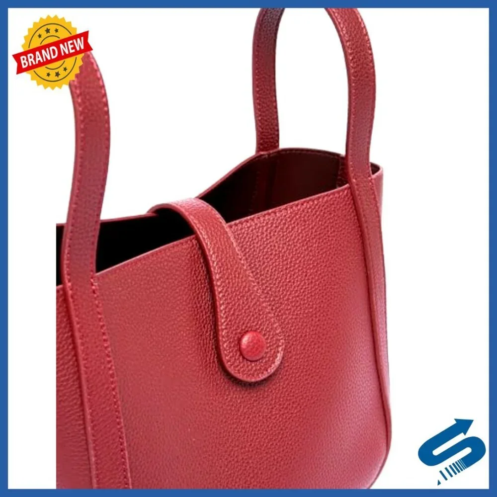 Square Top Handle Bucket Bag with Crossbody Strap for Work & Commute